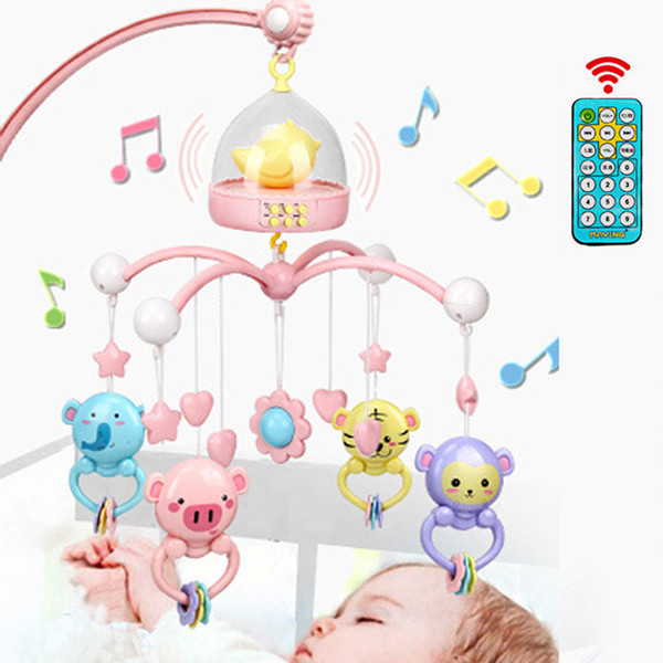 Baby Crib Mobile With Remote Controll Music Box Night Light Rotate Newborn Sleeping Bed Toys Infant Rattle Q190604