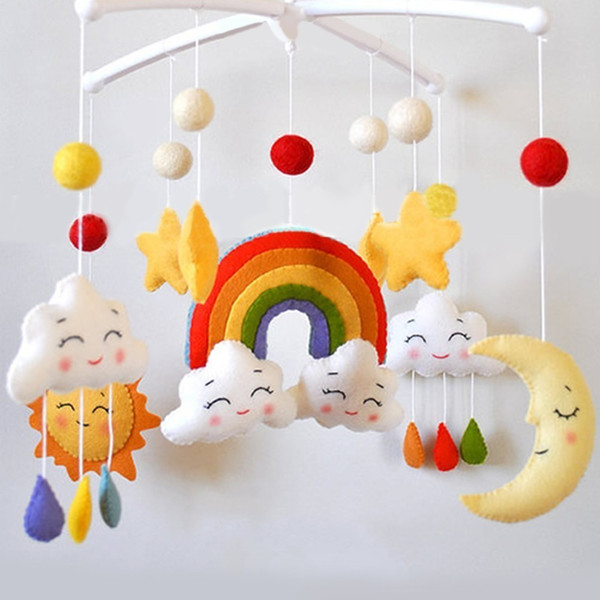 Cartoon Pregnant Woman Handmade Baby Rattle Toy Baby Crib Holder Rattles Bracket Clockwork Music DIY Bed Bell Material Package CJ191216