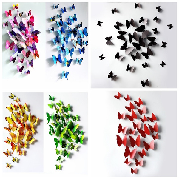 3D Butterfly Wall Decals Multicolor PVC 3D Wall Stickers For TV walls Kids Bedroom Wall Home Decoration Removable