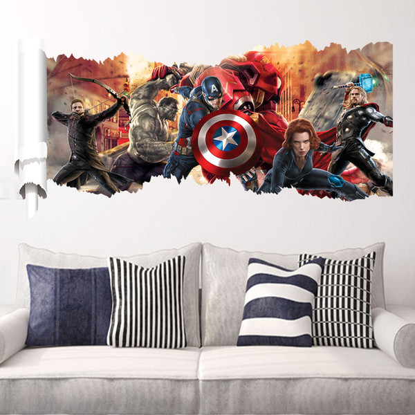 1pc 50*90cm New 3d wallpaper Avengers wall posters Children's Room Bedroom Living Room PVC home decor wall stickers design party supply