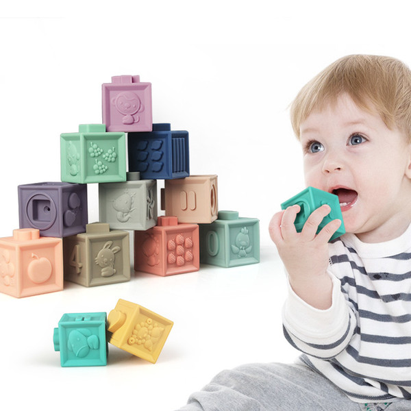 12pcs/set Baby Grasp Toy Building Blocks 3D Touch Hand Soft Balls Baby Massage Rubber Teethers Squeeze Toy Bath Ball Toys CJ191220