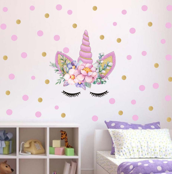Cartoon Unicorn Star Wall Stickers for Kids Rooms Girls Rooms Bedroom Decor PVC Animal Stickers Wall Decal Nursery Room