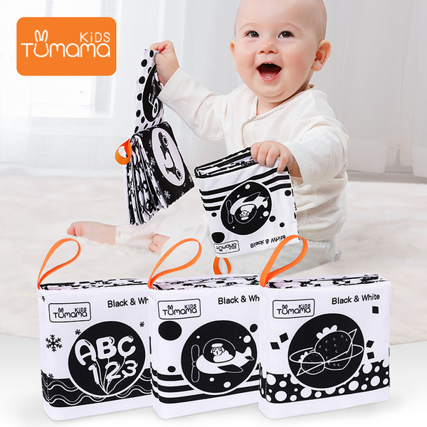 3PCS Cloth Books Black White Soft Baby Toys Book Cute Animal Quiet Book Infant Toys Early Learning Educational Toys 0 -12 Month V191109