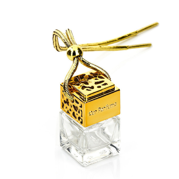 Square Glass Car Perfume Bottle Bag Pendant Essential Oil Liquid Dropper Clear Bottles Empty Hanging Car Diffuser Room Ornament 2019 A21602