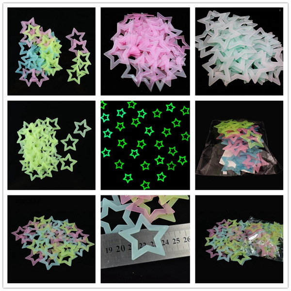 Fluorescence 3D Wall Sticker Luminous Hollow Stars Shaped Decoration Stickers Glowing In The Dark Paster For Baby Kids Room RRA2430
