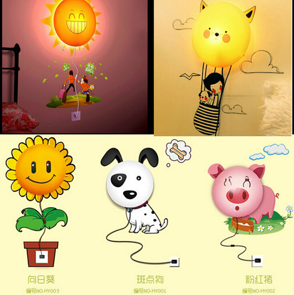 3D wall sticker lamp 220V novelty night light cartoon baby DIY Wallpaper wall lights decoration wall stickers wallpaper light free shipping