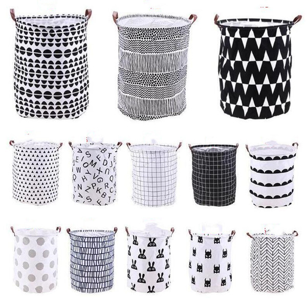 Home Sundries Storage Laundry Storage Basket Ins Dity Clothes Storage Bag Foldable Printed Barrel Waterproof Toys Organizer Totes AZYQ6655