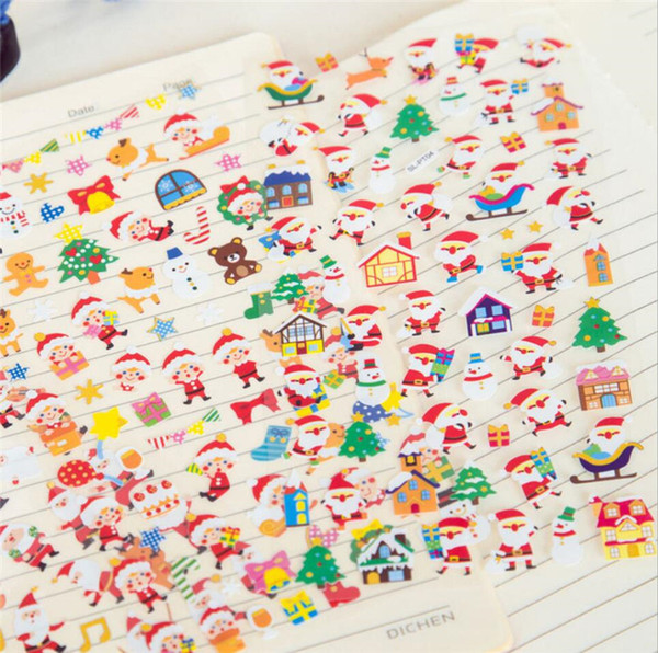 KIDS Stickers Christmas Cartoon Stickers Santa Claus Xmas Tree Diy Posters PVC PET Sticker for Glass Windows Party Favor Gifts Hot A110802