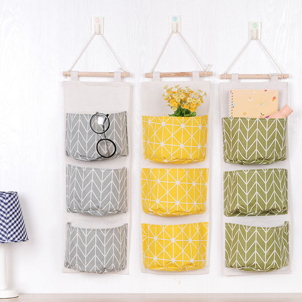 Cabinet Door Organizers Cotton Linen Wall Hanging Organizer Bags Storage Bag Door Hanging Sundry Bags Sundry Sorting Waterproof Bags