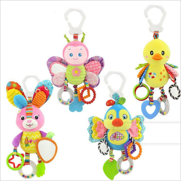 Baby Rattle Infant ToysCute Animal Baby Bed Toy Bed Around Hanging Bell Rattle Activity Soft Baby Cartoon Plush Toy 4 styles LXL30