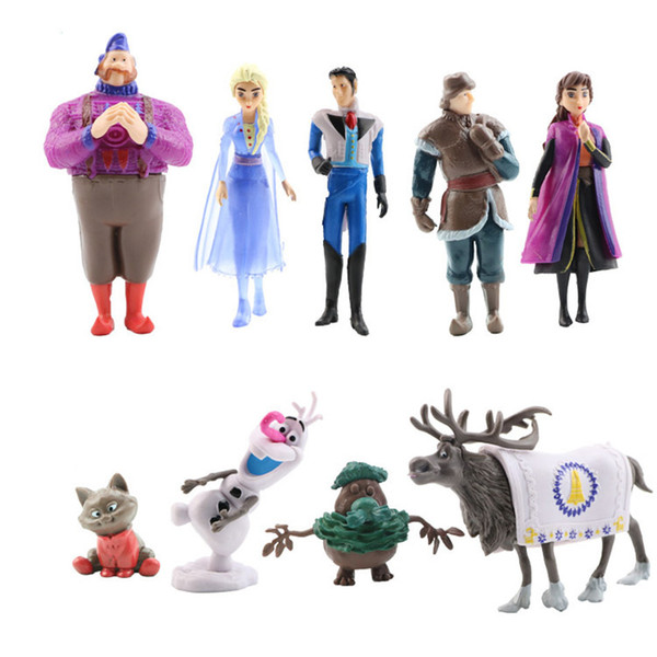9pcs/set new frozen story girl and boy interst cosplay and makeup pvc asCake decoration decoration handmade kids toy ornaments gift forchild