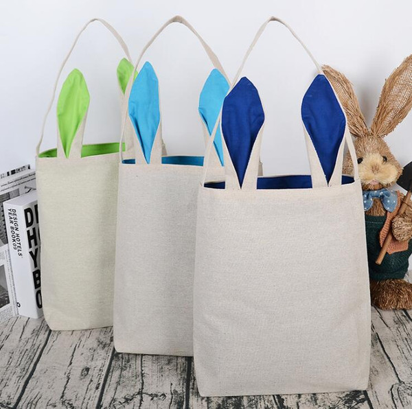 5Colors Funny Design Linen Easter Bunny Bag Ears Bags Cotton Material Easter Burlap Celebration Gifts Christma Bag Canvas Handbag