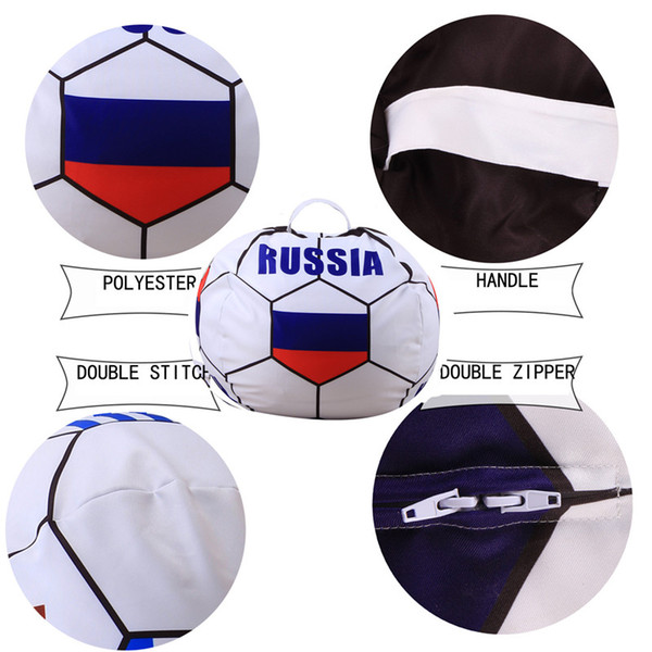 2018 World Cup Country Print Toys Stoarge Bean Bag Plush Toy Chair Bedroom Stuffed Animal Room Mat Clothes Portable Toys Soccer Funs Beanbag