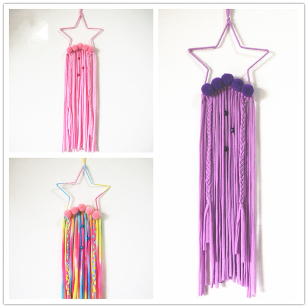 Kids five-pointed star Hair Clips Storage 20x65cm 3 colors fashion hairpins belt holder wall hanging receiving Kids room decoration display