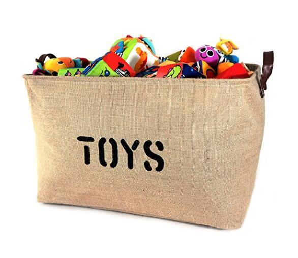 Burlap Storage Organizer Basket Heavy Duty Storage Basket Perfect Storage Jute Basket For Laundry Shoes and Kids Toys