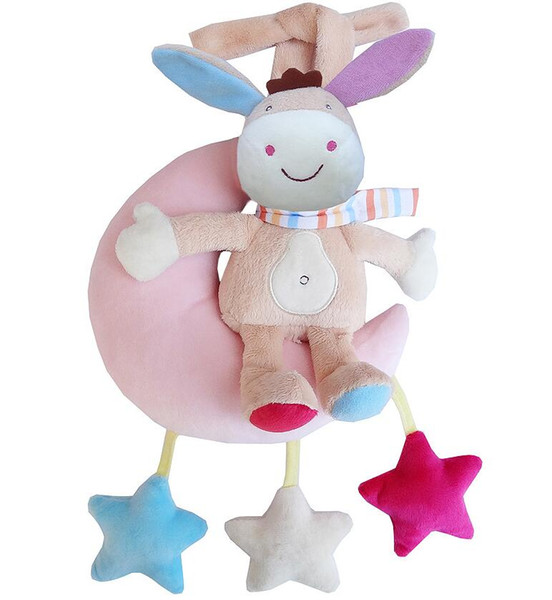 New Infant Baby bed crib Soft animal Monkey bear owl donkey Rattle Hand Bell Plush Stroller early Educational Toy Hot Selling
