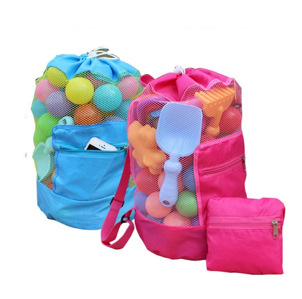 Kids Mesh Beach Bag Shell Bag Pouch Tote Portable Folding Toys Storage Bags Toys Kids Sandboxes Backpack D24*H48cm