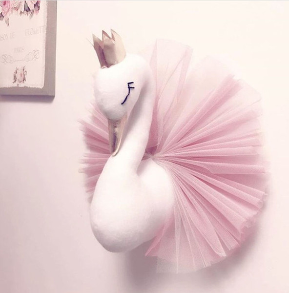 INS Baby Room Decorate Cute Crown Swan Wall Hanging Decoration 2018 Fashion Cartoon Animal Lace Design for Children Room C5296
