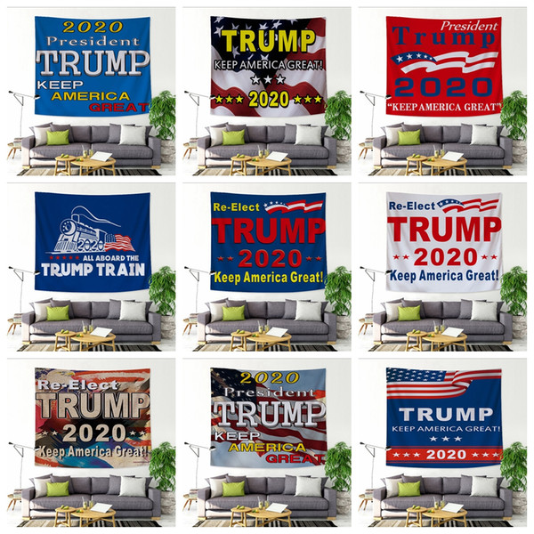 Trump 2020 Tapestry Keep Amrican great Wall Hanging 150*200cm trump train Bedspread Beach yoga mat Shawl towel Wall Decoration LJJA3423-13