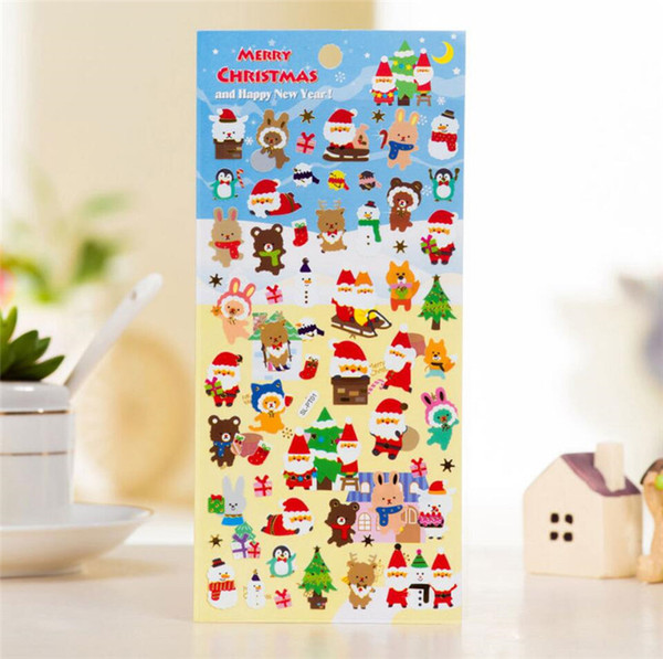 Christmas Stickers Cartoon Santa Claus Xmas Tree Diy Handmade PVC PET Sticker Snowflake Stickers for Glass Windows Party Favor Gifts A110802