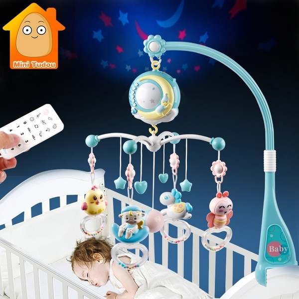 Baby Rattles Crib Mobiles Toy Holder Rotating Mobile Bed Bell Musical Box Projection 0-12 Months Newborn Infant Baby Boy Toys V191109