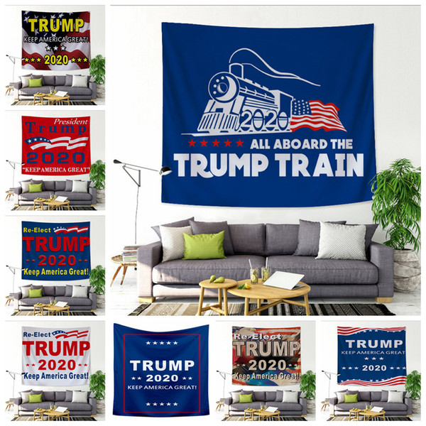 Trump 2020 Tapestry Keep Amrican great Wall Hanging 150*130cm trump train Bedspread Beach yoga mat Shawl towel Wall Decoration LJJA3422-3