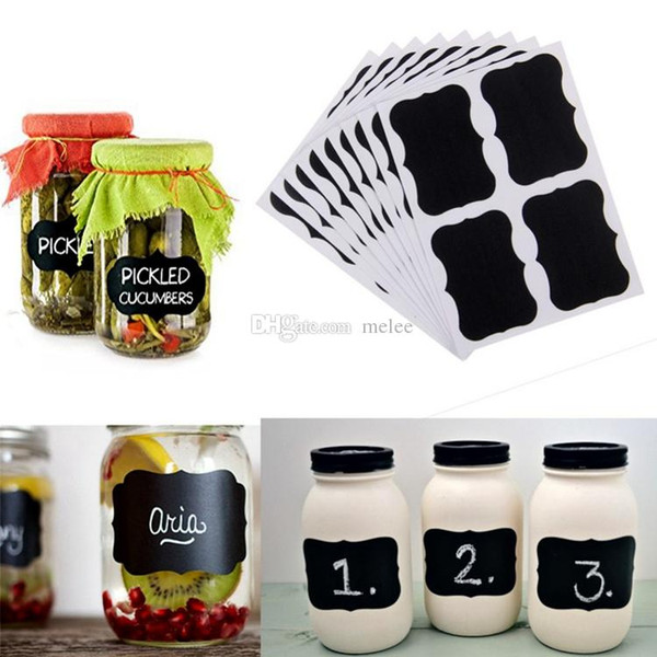 36Pcs/Set hot sale Blackboard Sticker 2016 Craft Kitchen Jar Organizer Labels Chalkboard Chalk Board Black Stickers