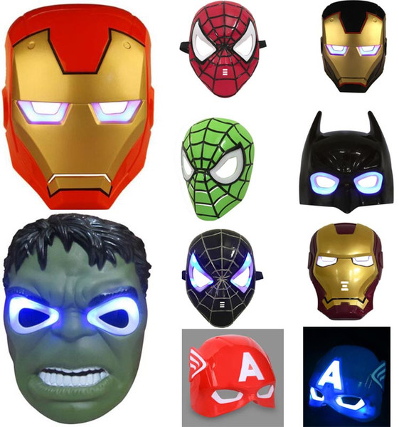 10 Style Light Halloween Christmas Mask cartoon Halloween Cosplay Iron Man Spiderman Caption Mask for Boy and Girl Cosplay