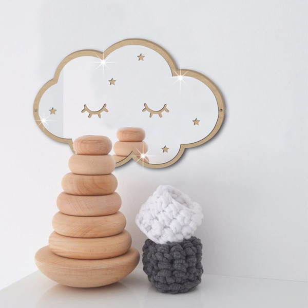 NEW Kids Room INS Cloud Mirror Stickers Custom Models Hanging Mirror Decoration 3D Mirror Wall Stickers Acrylic 910X30