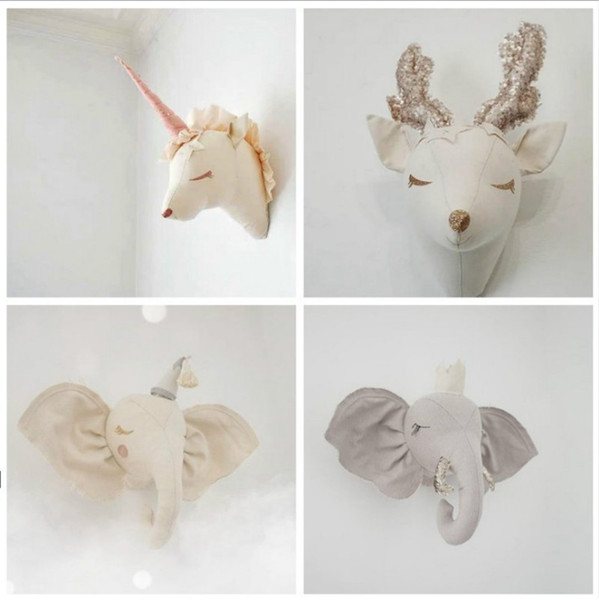 Cartoon Animal Head Creative Decorations Children's Room Background Wall Hanging Stereo Wall Decoration With Kids Room