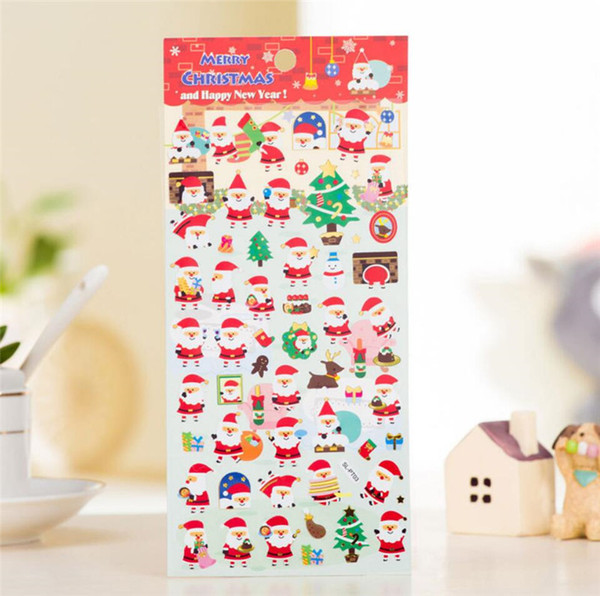 Christmas Tree Stickers Cartoon Santa Claus Diy Handcraft PVC PET Sticker Children Snowflake Paster Window Wall Door Decor for Party A110802