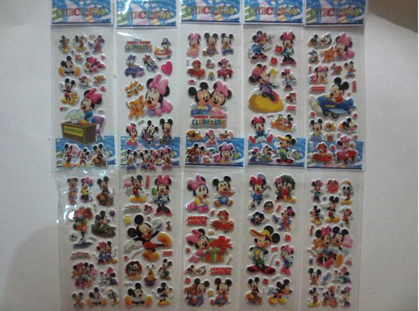 Hot Sale100 Sheets 3D Cartoon Multicolor Stickers puffy waterproof Mouse stickers Classic toys gift for girls