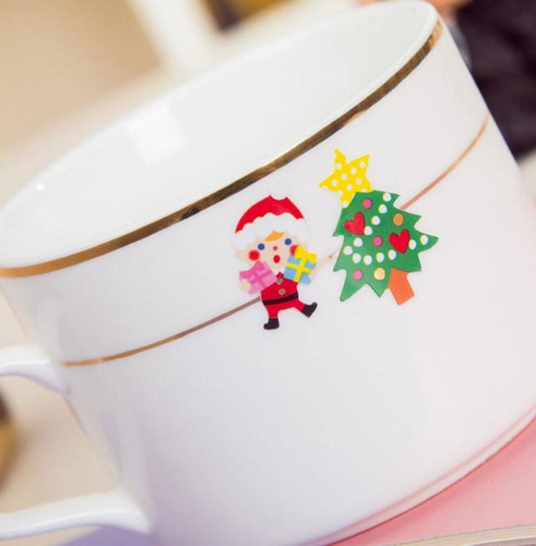 Christmas Stickers Cartoon Santa Claus Christmas Tree Diy Handmade PVC PET Sticker Snowflake Stickers for Glass Windows Party Decor A110802