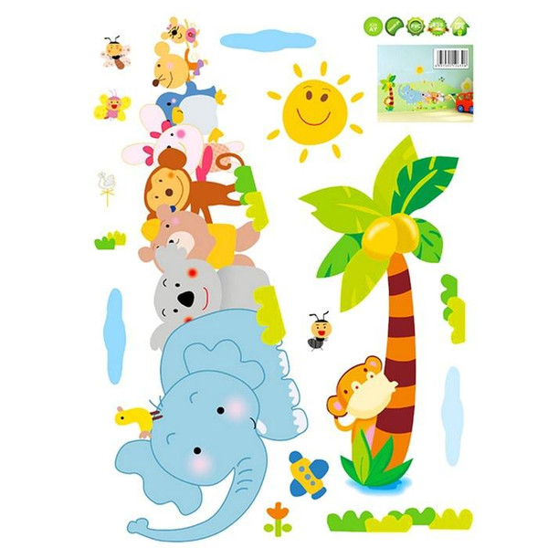 New Fashion Cute Cartoon Animal Elephant Tree PVC Wall Stickers Home Decor for Children Room