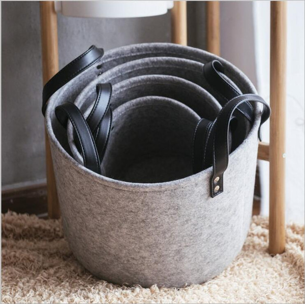Home Sundries Storage Barrel Felt Laundry Storage Basket Totes Dity Clothes Storage Bags Portable Bin Hamper Box Kid Toy Organizer AZYQ6783