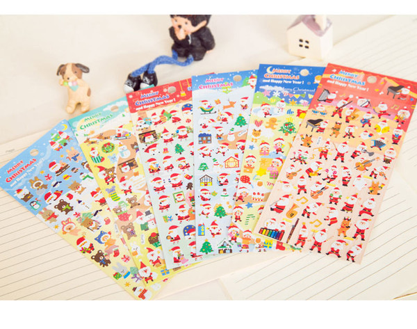 KIDS Stickers Christmas Cartoon Stickers Santa Claus Xmas Tree Diy Posters PVC PET Sticker for Glass Windows Party Favor Gifts New A110802