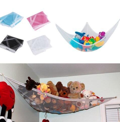Nursery Toy Organizer White Hanging Toy Storage Hammock Net Stuffed Animals Dolls Corner Toys Room Decor Kids Hammock for Baby Childrens
