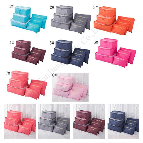 6Pcs/Set Travel Storage Bag Packing Makeup Bags Organizer Home Luggage Clothes Underwear Shoes Cosmetics Sorting Storage Bags Pouch E11304