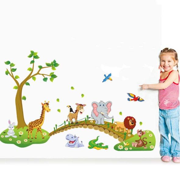 Cute Forest Animal Cartoon Wall Stickers Children 's Room Kindergarten Decorative Wall Stickers (Size: 60cm by 90cm, Color: Multicolor)