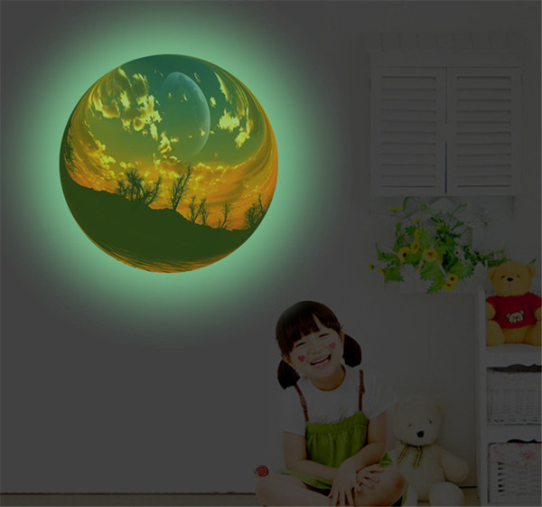 3D Scenic Ball Fluorescent Wall Sticker Removable Glow in The Dark Noctilucent Decals Wall Decor Home Art Kids Room