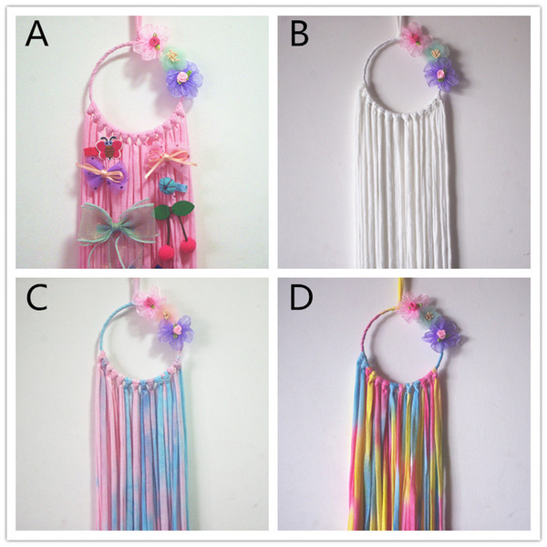 4 Colors Kids Circle Hair Clips Storage 60x14cm lace flowers fashion hairpins belt holder wall hanging receiving Kids room decoration