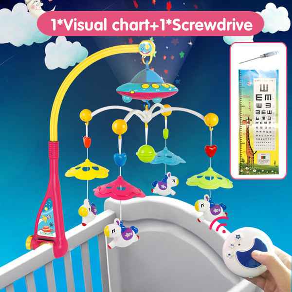 Musical Crib Mobile Bed Bell Baby Rattle Rotating Bracket Projecting Toys for 0-12 Months Newborn Kids Christening gift