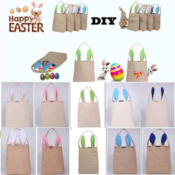 Easter Carrier Bag Bunny Ears Cotton Cloth Bags DIY Canvas Handbag For Children Festival Gifts Bag Free DHL 25.5*30.5*10cm
