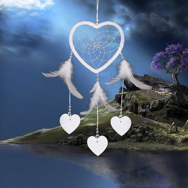 High Quality Indian Dream Catcher Peach Heart Shape Wall Hanging Feather Bead Decoration Craft Gift Wholesale