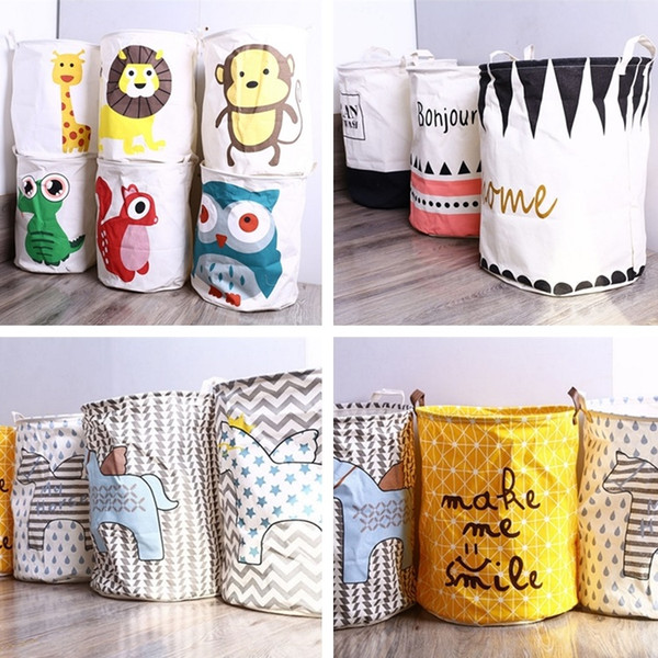 14styles Fabric Laundry cartoon Basket Folding Bag Dirty clothes Pouch Bathroom Laundry Bag Picnic Basket Bin Handle Storage boxes I393