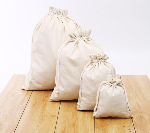 Cotton Drawstring Bag Food Tea Coffee Flour Spice Drawstring Bag Laundry Toys Storage Drawstring Bag For Grains Nuts Beans