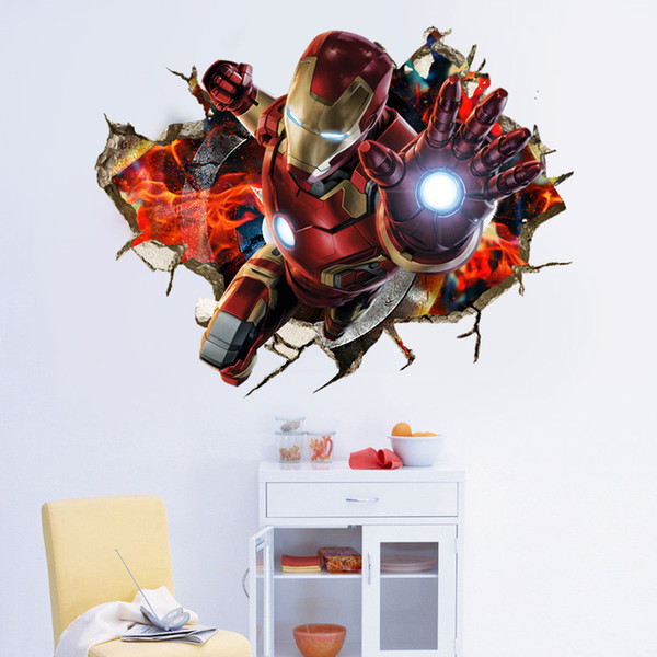 1pc 50*70cm new Marvel's The Avengers 3d wallpaper for kids 3d three-dimensional iron man green giant beauty team home decor wall stickers