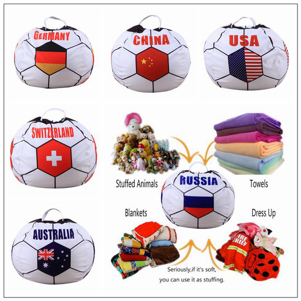 26 inch Russian World Cup Storage Bean Bag Baby Stuffed Animal Football World Cup Pouch Bag Organizer Beanbag CCA9444 10pcs
