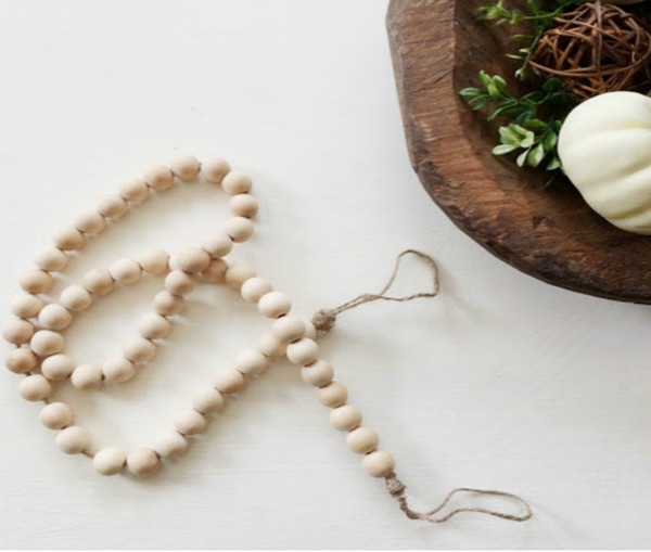 Natutral Wooden Bead Garland Northern Europe Nursery Home Décor Hand Made Wood Chain for Wall or Clothes Rack Decoration