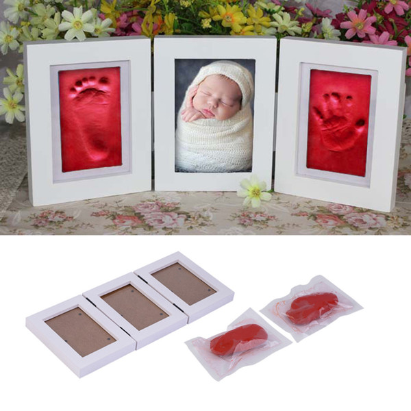 Cute Baby Photo frame DIY handprint or footprint Soft Clay Safe Inkpad non toxic easy to use Free ship c for baby